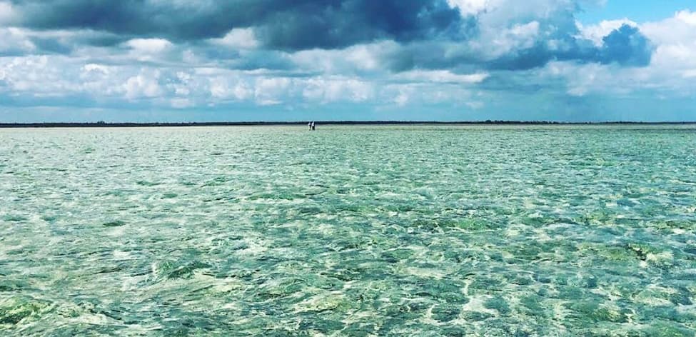 White sand flats and skinny water near Behring Point