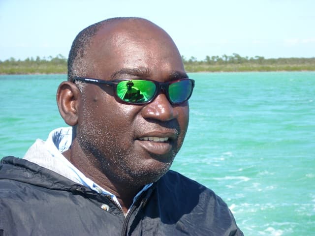 Captain Frankie Neymour on the flats of Andros Island